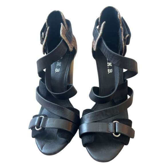 L.A.M.B. Gwen Stefani Korry Black Leather and Calf Hair heels Size 7.5‎ - Picture 11 of 11